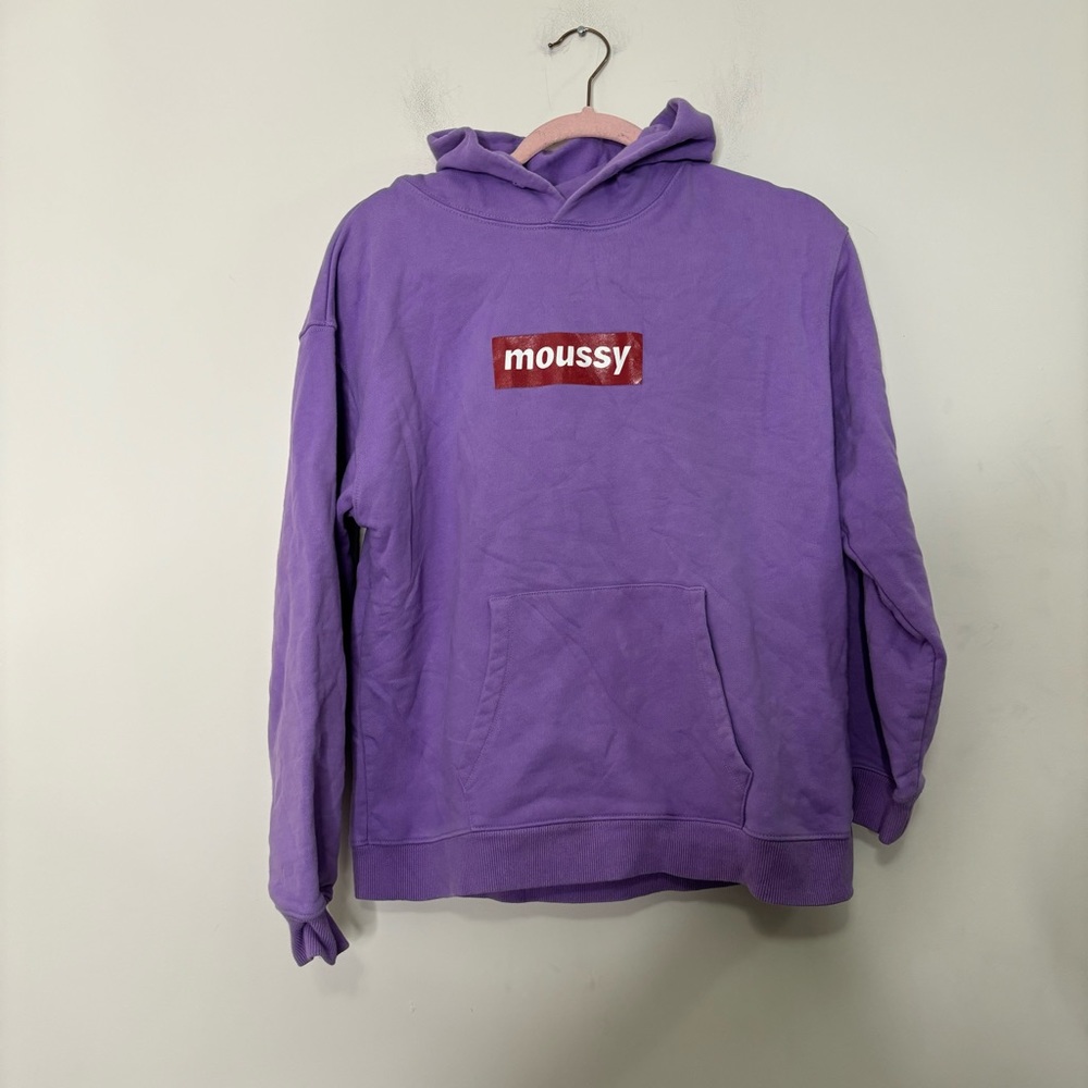 Moussy purple hoodie pullover sweatshirt free size